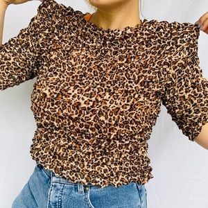 90’s-Y2K Leopard Print Popcorn Shirt